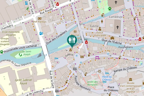 Map showing location of Quai des Clarisses 1 Toilet