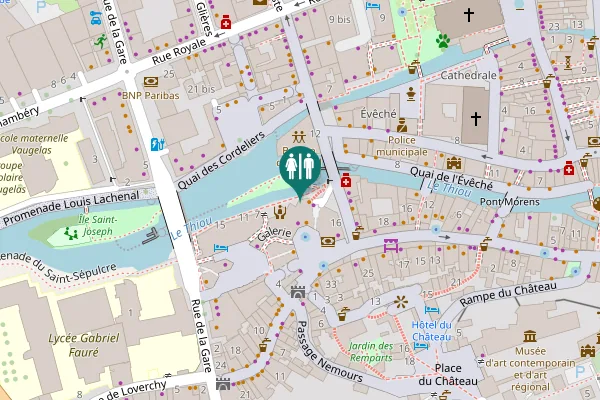 Map showing location of Quai des Clarisses 1 Toilet