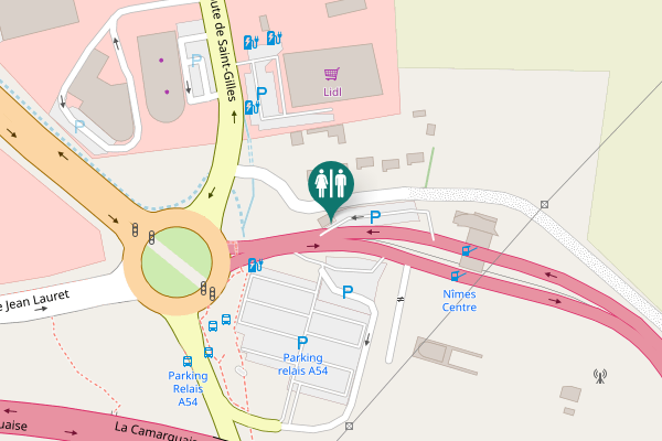 Map showing location of Nîmes Toilet