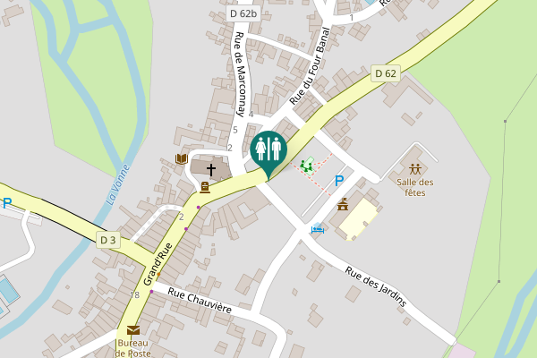 Map showing location of D 62 Toilet