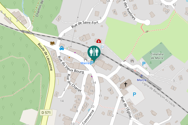 Map showing location of Rue du Commerce 10 Toilet