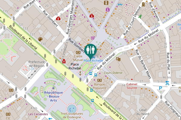 Map showing location of Place Richebé 3 Toilet