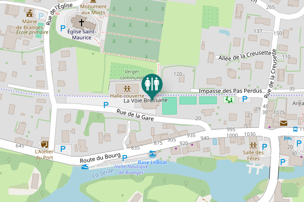 Map showing location of La Voie Bressane Toilet