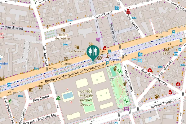Map showing location of Paris Toilet