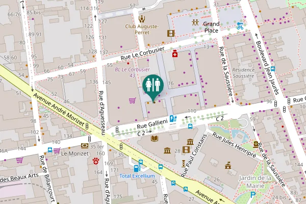 Map showing location of Les Passages Toilet