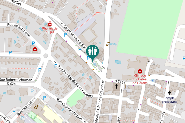 Map showing location of Cours Foch Toilet
