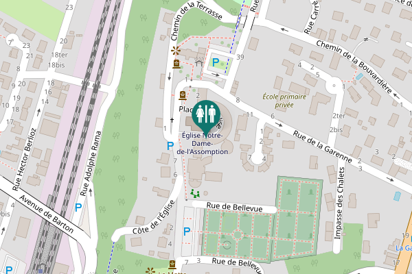 Map showing location of Place de l'Église 2 Toilet