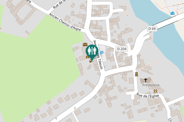 Map showing location of Avenue des Tilleuls Toilet