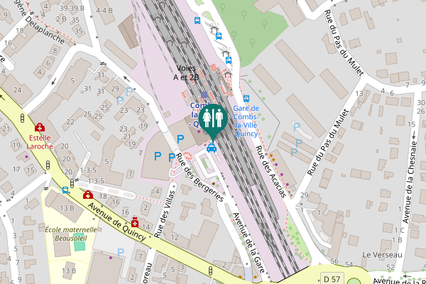 Map showing location of Avenue de la Gare Toilet