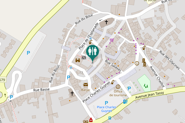 Map showing location of Place du Château Toilet