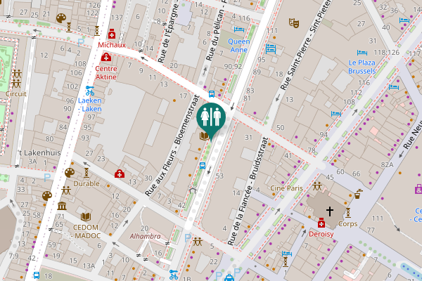 Map showing location of Boulevard Emile Jacqmain - Emile Jacqmainlaan 62 Toilet