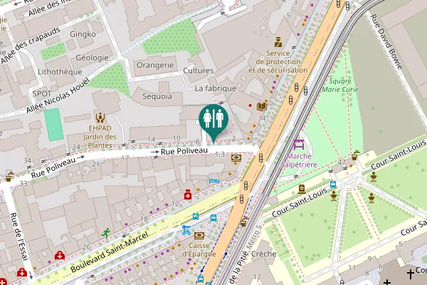 Map showing location of Rue Poliveau 1;3 Toilet