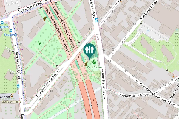 Map showing location of Boulevard Périphérique Extérieur Toilet