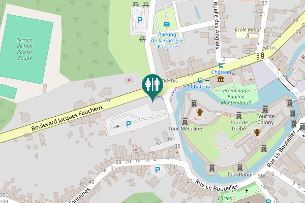 Map showing location of Boulevard Jacques Faucheux 68 ter Toilet