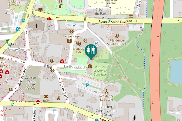 Map showing location of Rue de Paris 71 Toilet