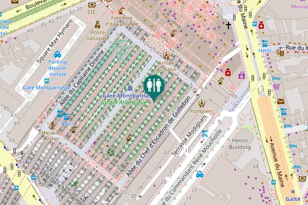 Map showing location of Allée du Chef d'Escadron de Guillebon 12 Toilet