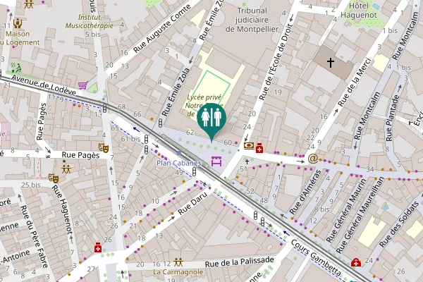Map showing location of Plan Cabanes Toilet