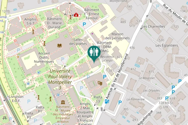 Map showing location of Avenue du Val de Montferrand 397 Toilet