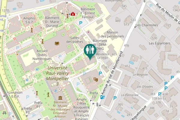 Map showing location of Avenue du Val de Montferrand 397 Toilet