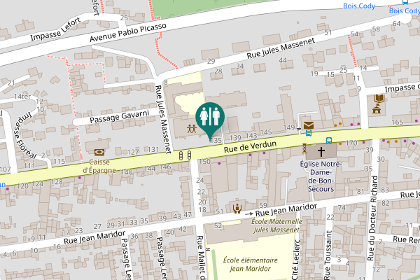 Map showing location of Rue de Verdun 133 Toilet