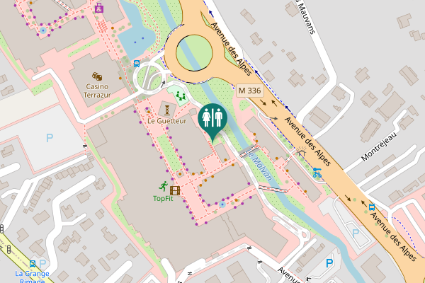 Map showing location of Avenue des Alpes Toilet