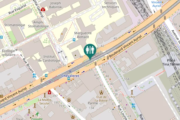 Map showing location of Boulevard Vincent Auriol Toilet