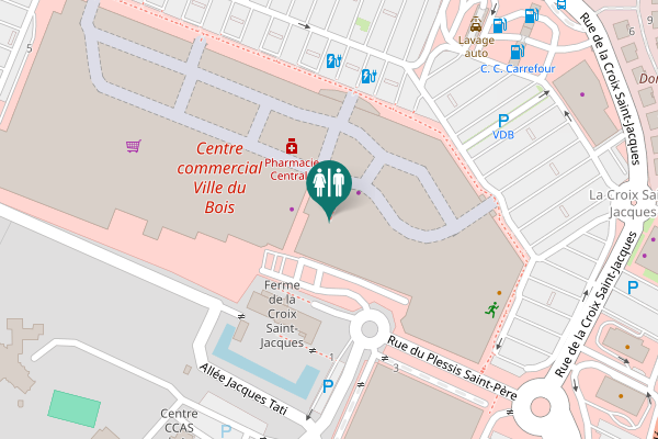 Map showing location of La Ville-du-Bois Toilet