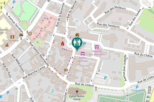 Map showing location of Rue des Halles Toilet