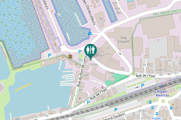 Map showing location of Gujan-Mestras Toilet