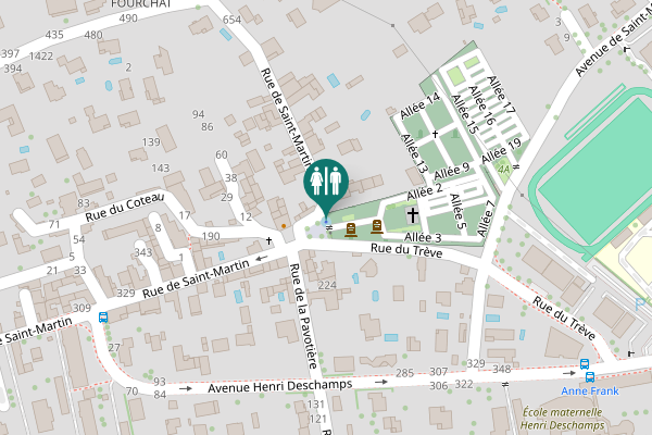 Map showing location of Place Saint-Martin Toilet