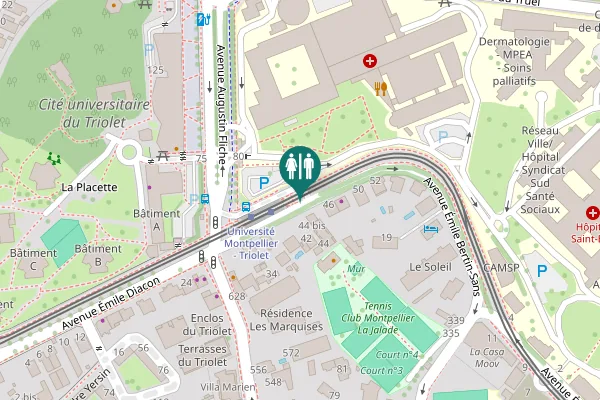 Map showing location of Avenue Émile Diacon 44 bis Toilet
