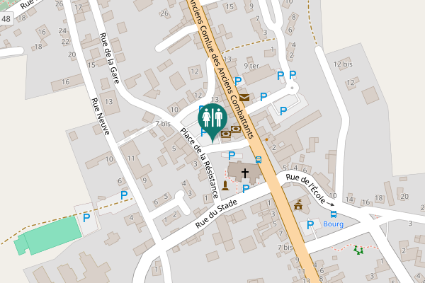 Map showing location of Place de la Résistance Toilet