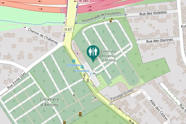 Map showing location of Place du Souvenir Français Toilet