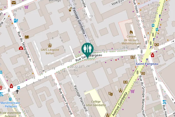 Map showing location of Rue Saint-Fargeau 29 Toilet