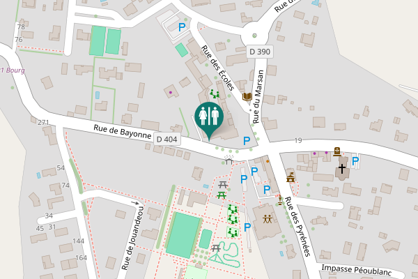 Map showing location of Rue de Bayonne Toilet