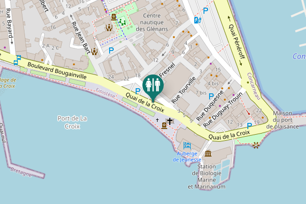 Map showing location of Quai de la Croix Toilet