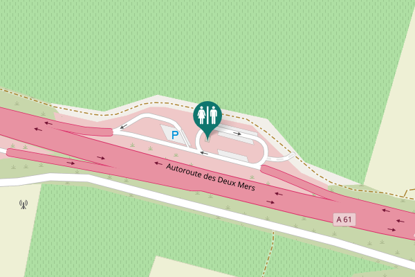 Map showing location of Autoroute des Deux Mers Toilet