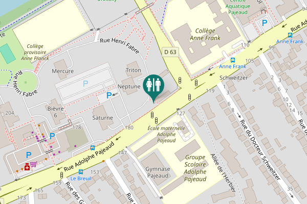 Map showing location of Rue Henri Fabre Toilet