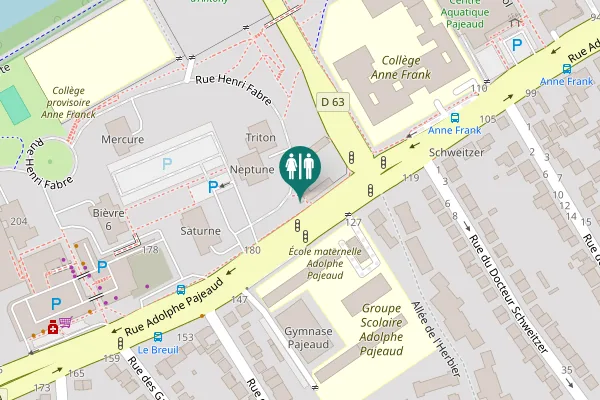 Map showing location of Rue Henri Fabre Toilet