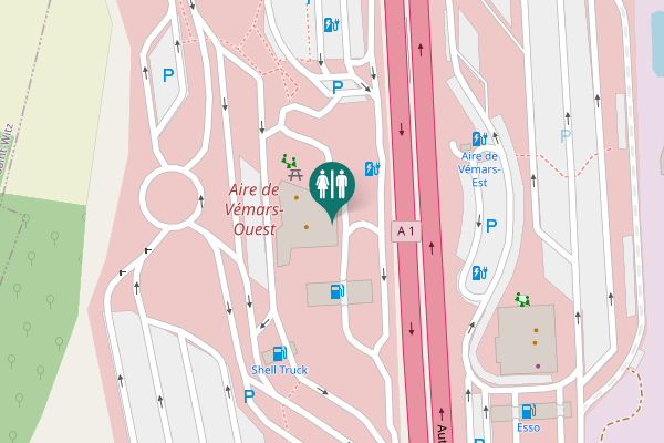 Map showing location of Autoroute du Nord Toilet