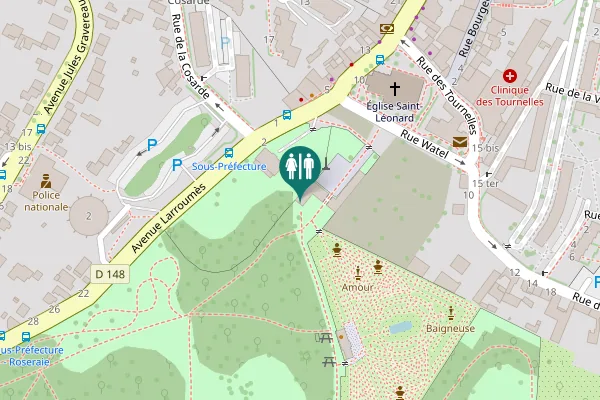 Map showing location of Parvis de la Légion d'Honneur Toilet
