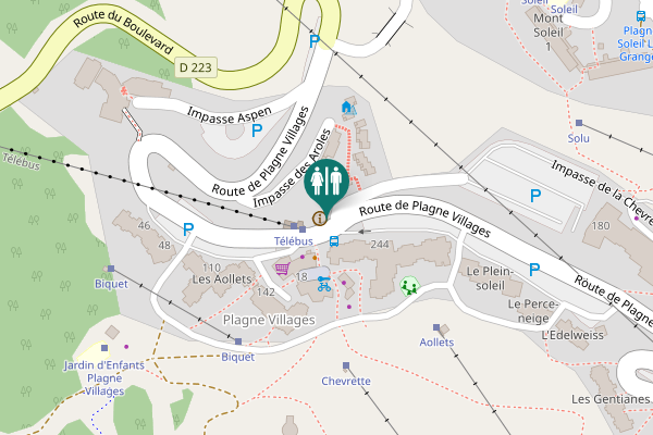 Map showing location of Route de Plagne Villages 244 Toilet