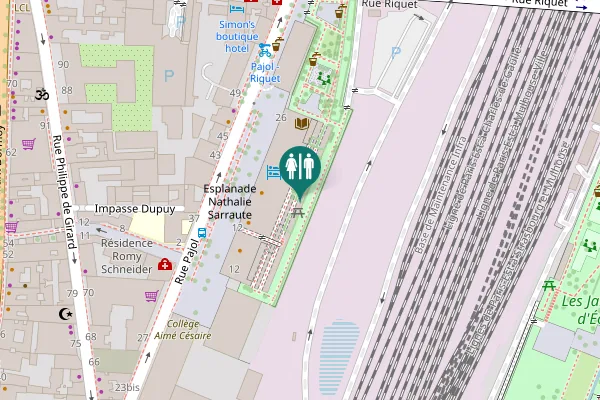 Map showing location of Esplanade Nathalie Sarraute 20 Toilet