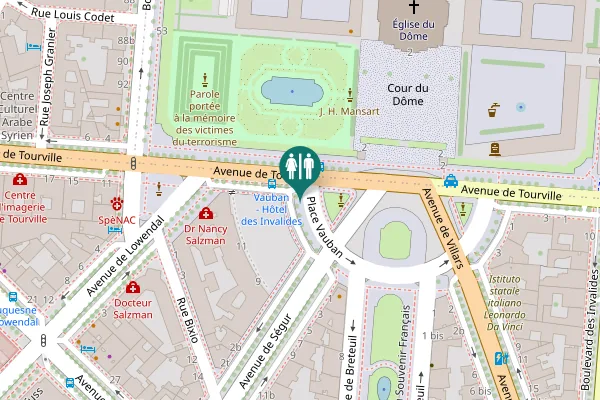 Map showing location of Place Vauban Toilet