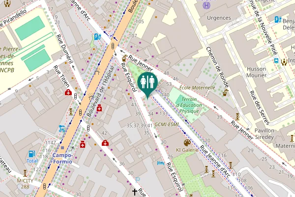 Map showing location of Place Louis Armstrong Toilet