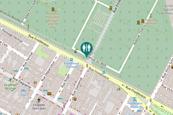 Map showing location of Avenue du Midi Toilet