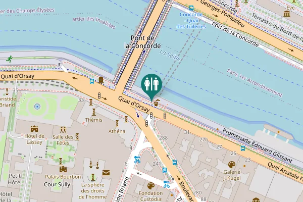 Map showing location of Quai d'Orsay Toilet