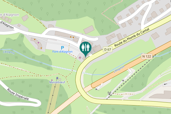 Map showing location of Route du Plomb du Cantal Toilet