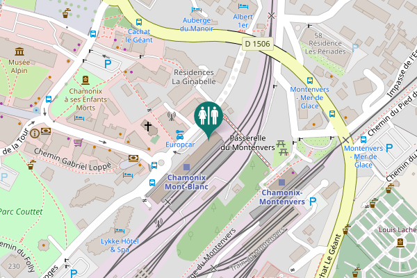 Map showing location of Place de la Gare Toilet