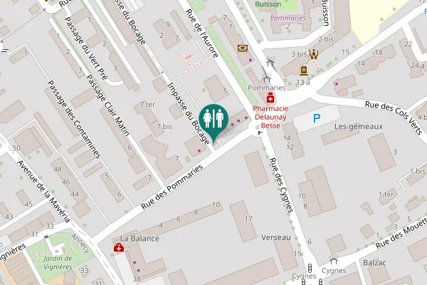 Map showing location of Impasse du Bocage 6 Toilet